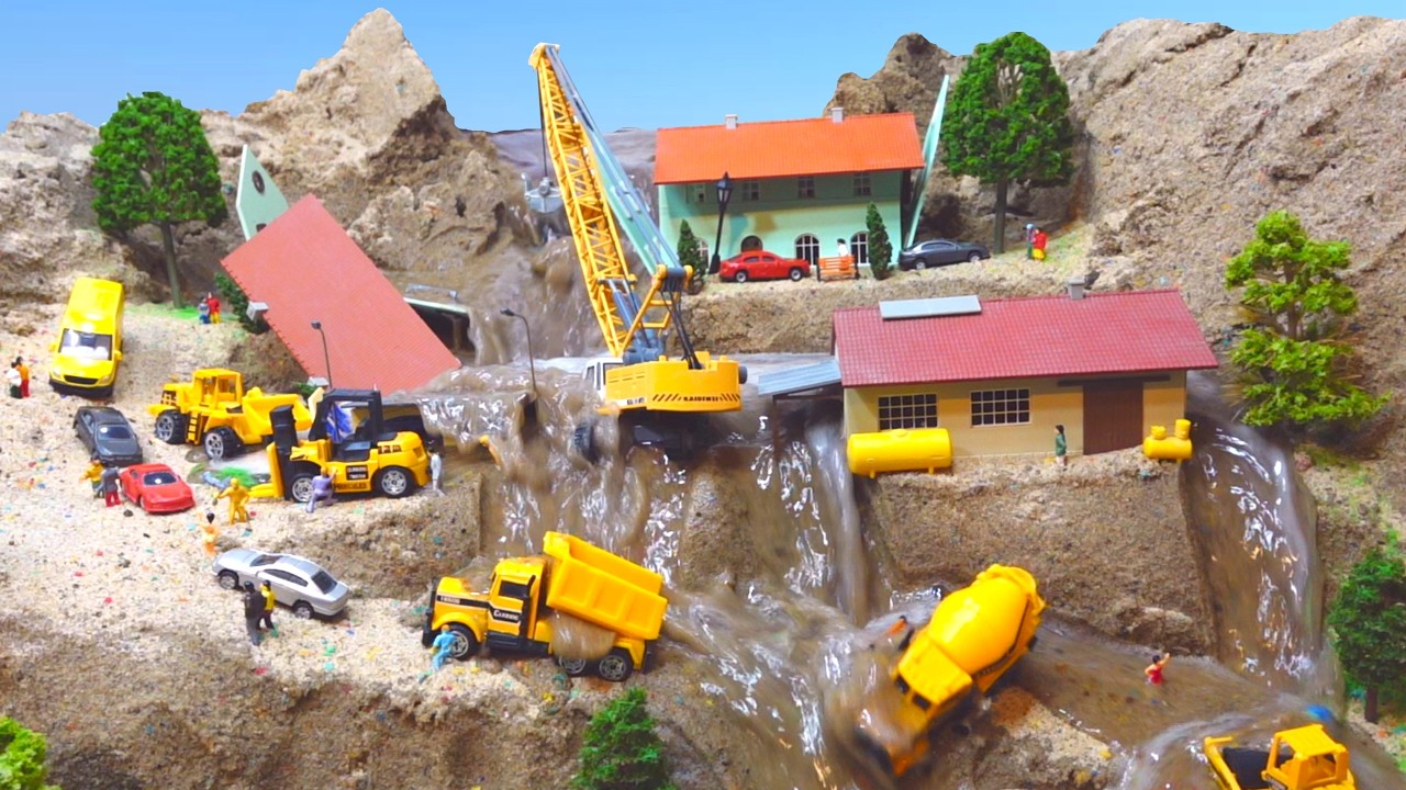Miniature Dam Breach - Another Construction Site Natural Disaster - Flood Disaster VS Diorama
