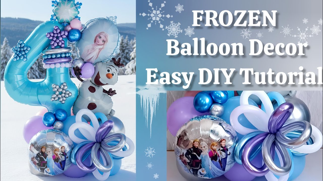 DIY ❄️🩵Frozen Balloon Arrangement with Foil Numbers Easy Elsa Winter Decor for Birthday or New Year 