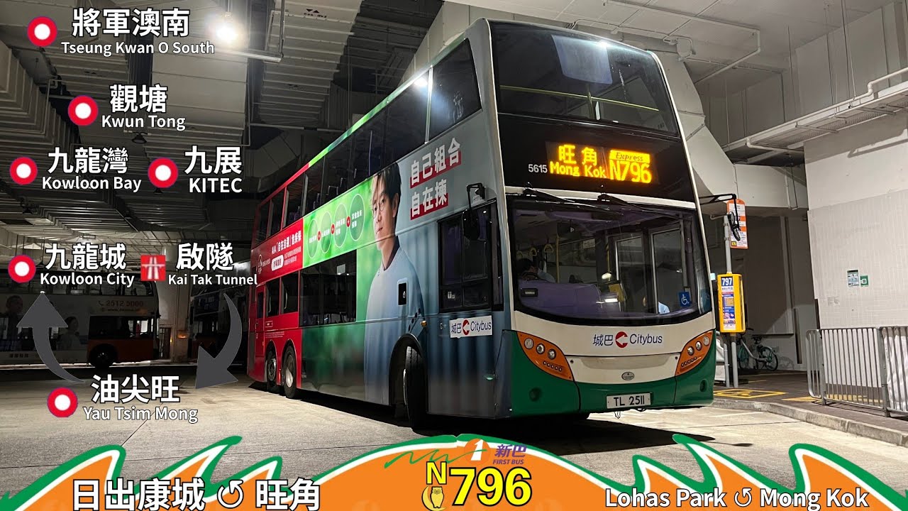 NWFB 5615 TL2511 @ N796丨日出康城 Lohas Park ↺ 旺角 Mong Kok 經.尖沙咀 Tsim Sha Tsui 丨通宵特快線丨新巴丨E500 MMC