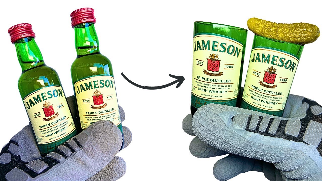Custom Shot Glasses From Mini Jameson Bottles — With a Pickle Twist