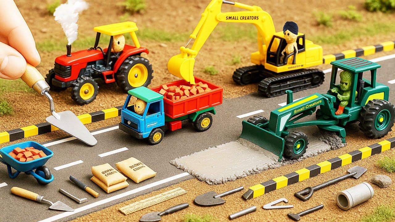 diy mini truck making mini cement road construction, making mini house science projects