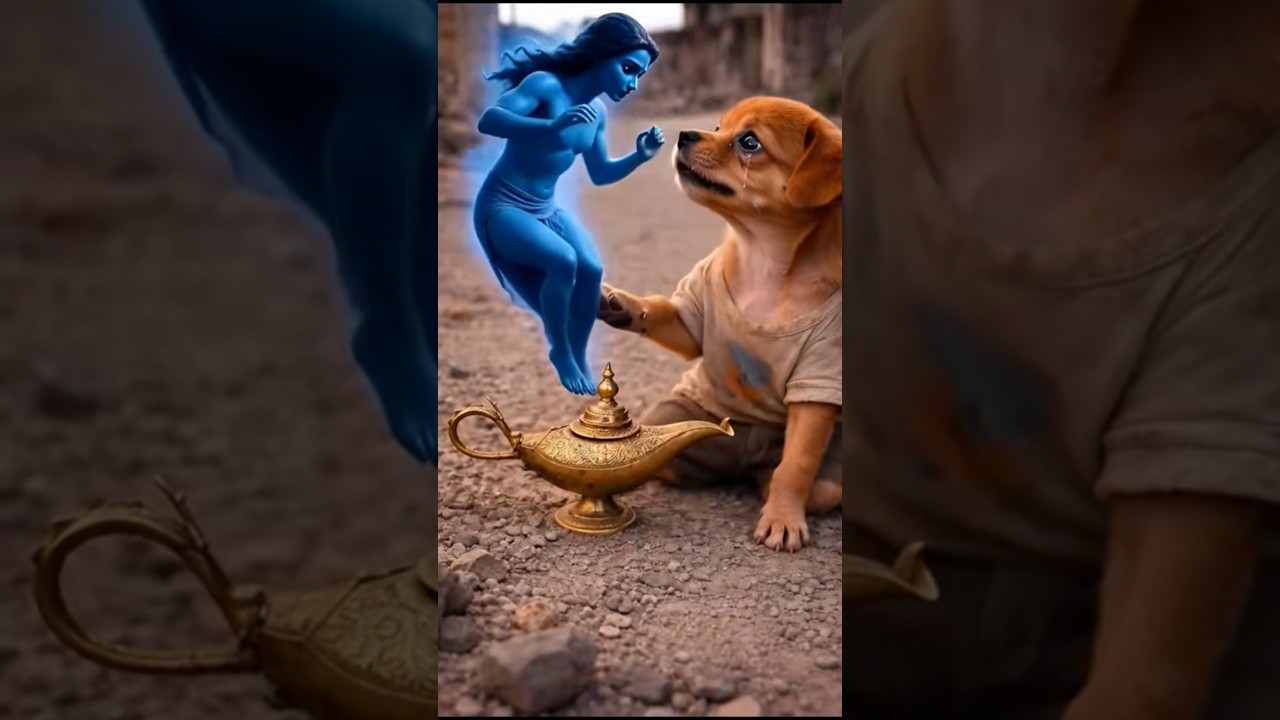 “A poor puppy met a magical genie 🧞‍♂️🐶”