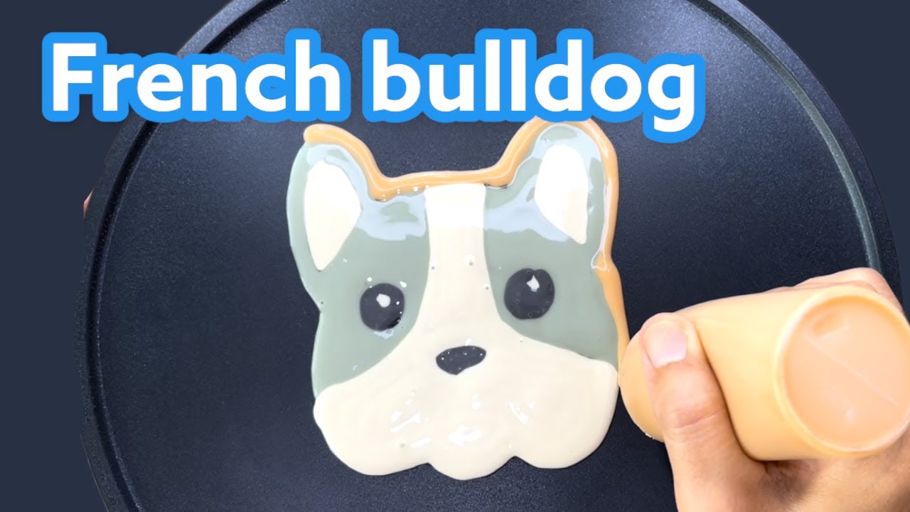Cute Pancakes, Dog Cartoon, French bulldog, Pancake Art I Rainbow Pancake Art