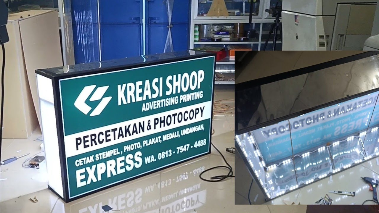 NEON BOX AKRILIK PAKAI LAMPU LED MODULE PAKAI TRAFO 5 A