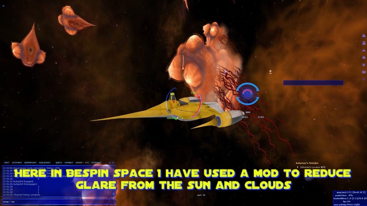 SWG Legends - Naboo N-1 starfighter (also showing Bespin space glare reduction mod)