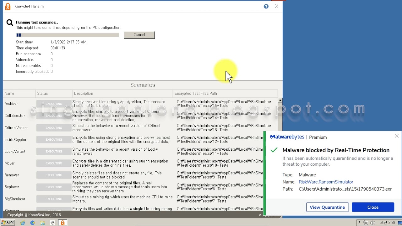 Malwarebytes Premium 4 Ransim Test