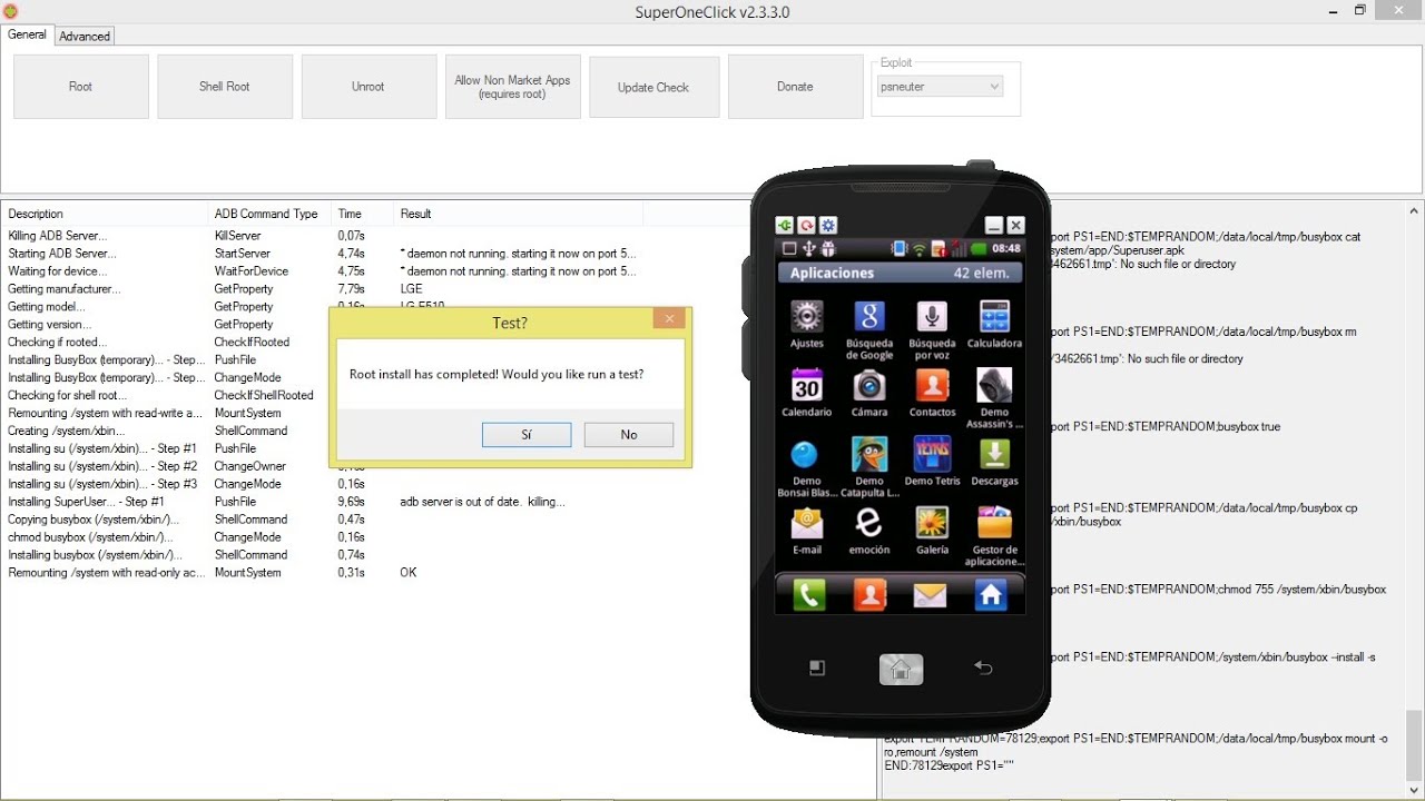Como obtener acceso Root a Smartphone android (LG Optimus Hub E510)  con SuperOneClick