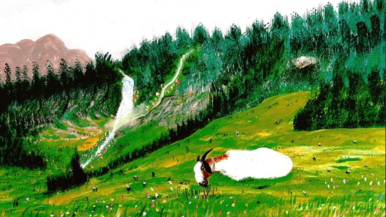 Peace in the Green Valley | Beautiful Goat & Nature Painting