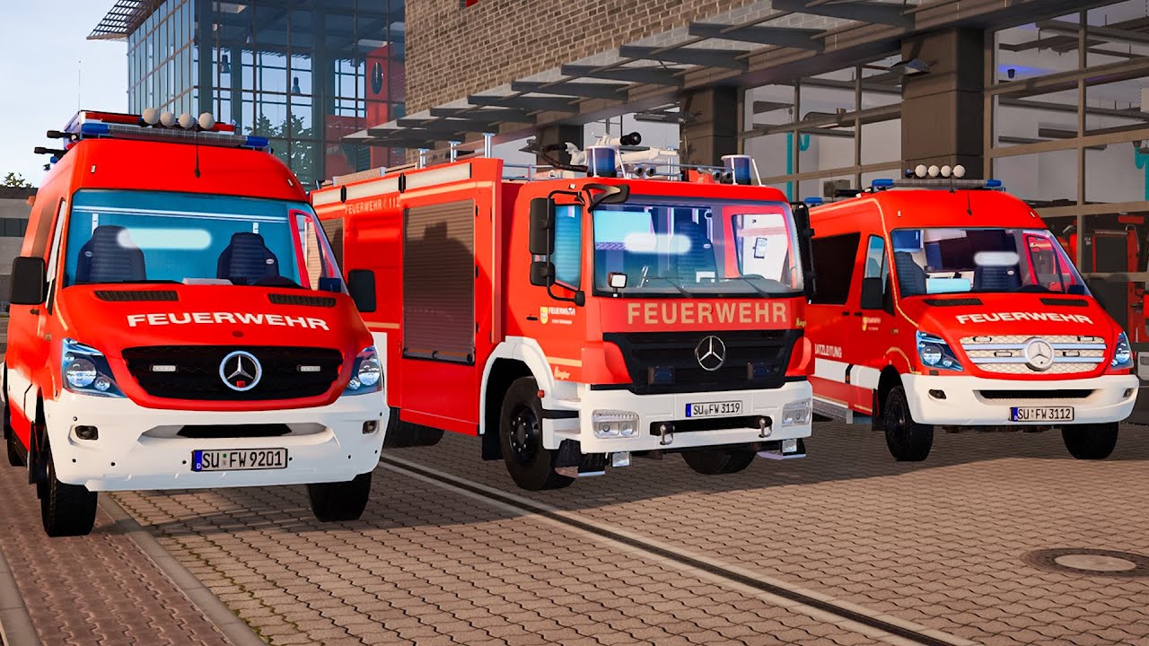 Emergency Call 112 - Bonn Firefighters, Ladder Truck First Responding! 4K