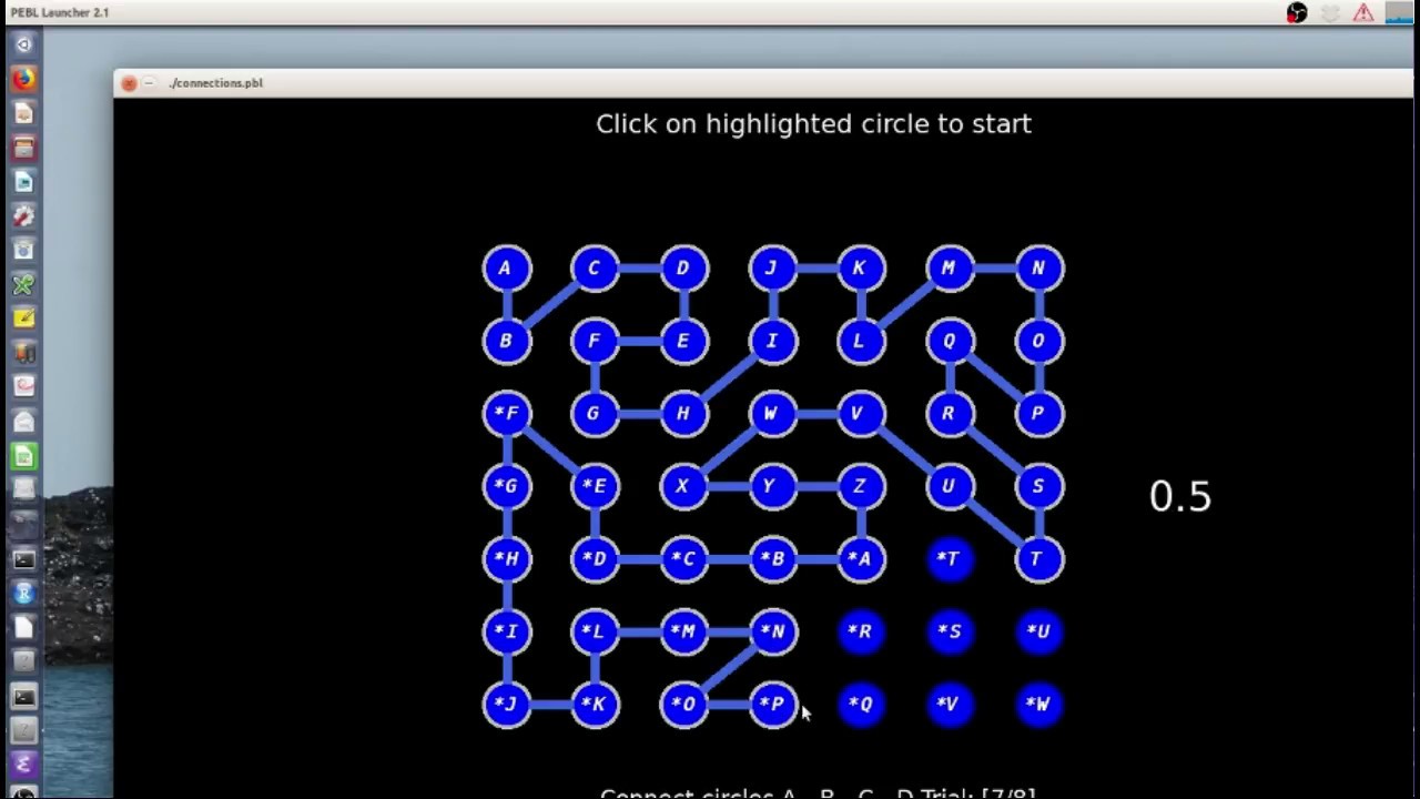 PEBL Connections Task (Version of trail-making test).