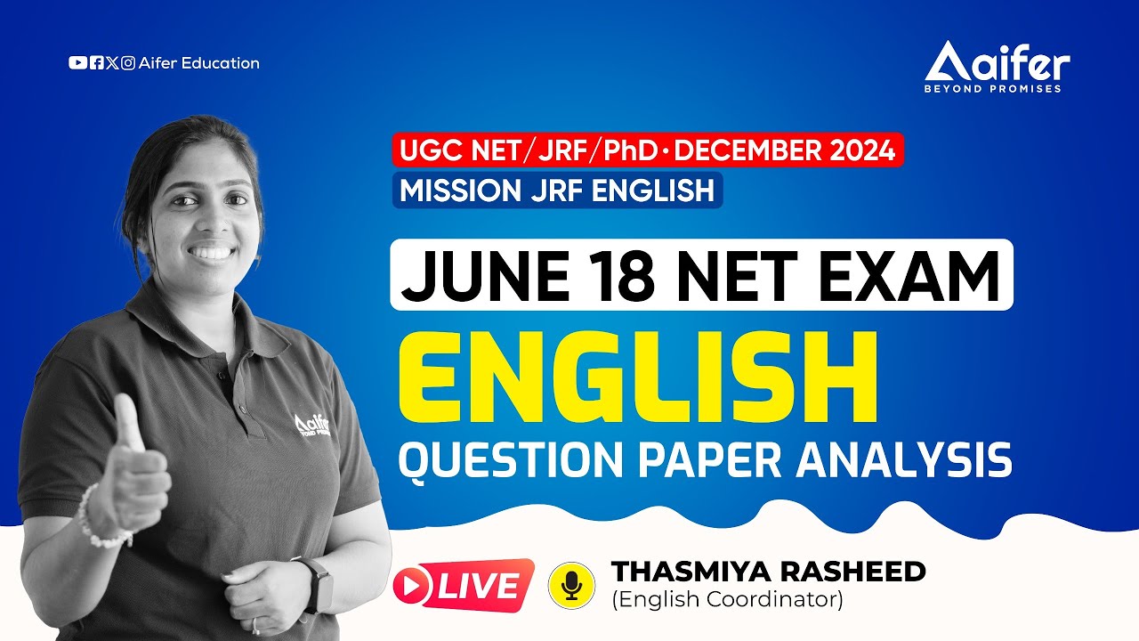 June 2024 English  Question Paper Analysis  | Mission JRF English |UGCNET/JRF/PhD | Aifer Education