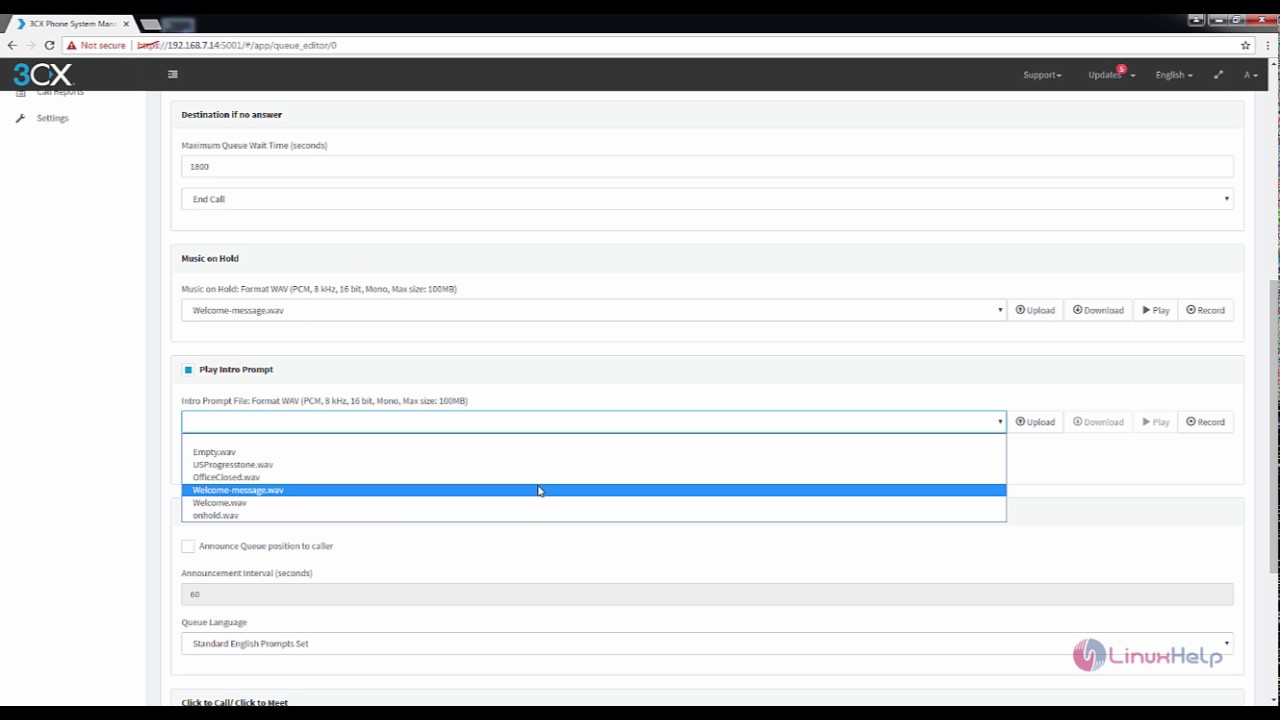 How to add Call queues in Elastix 5