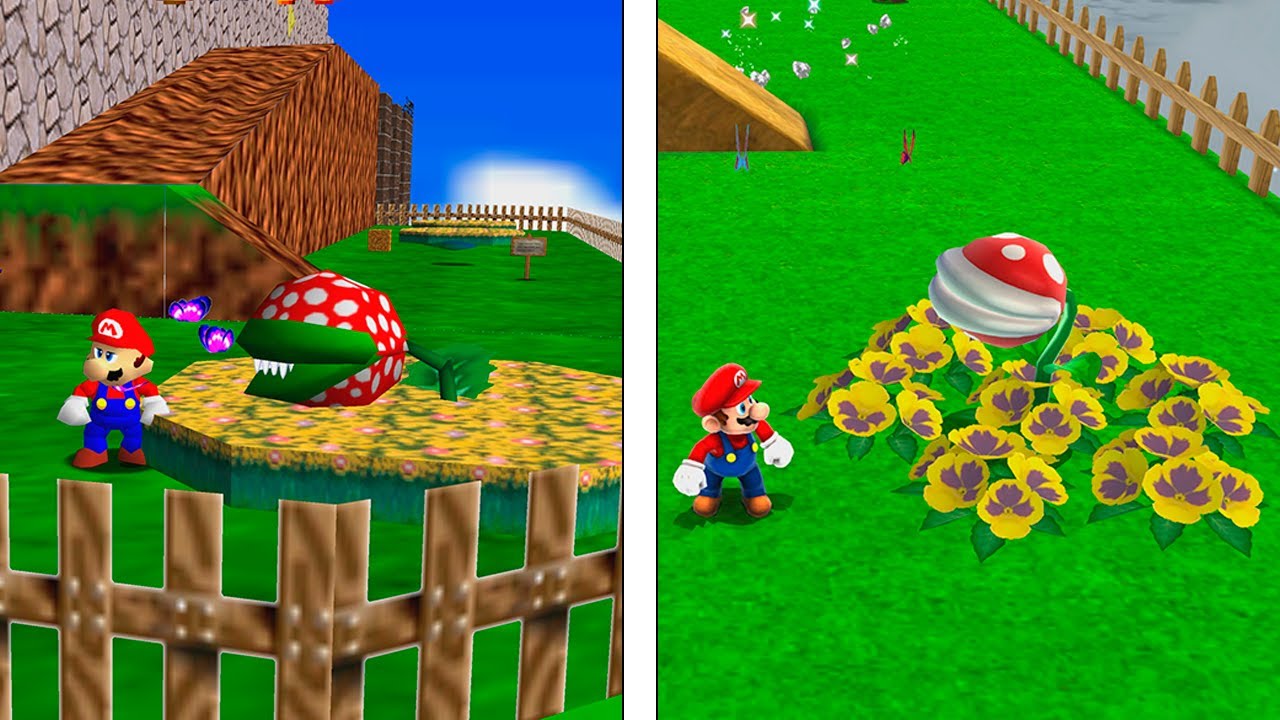 Super Mario 64 VS Mario Galaxy 2 | Whomp's Fortress Level 4K Comparison