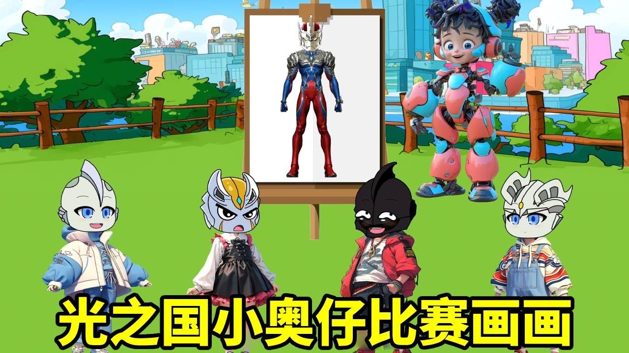 光之国小奥仔比赛画画啦！谁能准确画出赛罗奥特曼的样子呢？没想到小赛罗居然失败了！【九九动漫】