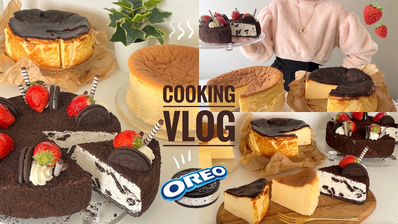 \簡単🥰/３種類でチーズケーキ専門店ごっこ🧀歴代最強ビジュに大興奮👩🏻‍🍳オレオチーズ・スフレ・バスクでチーケー制覇の記録！🌍💕