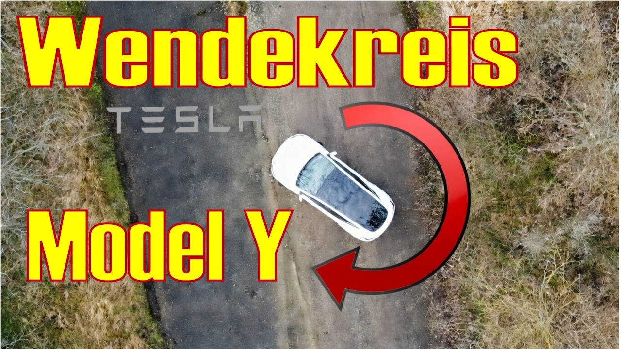 Wendekreis im Tesla Model Y RWD Standard - Experiment - Wenden in mehreren Zügen auf einer Straße