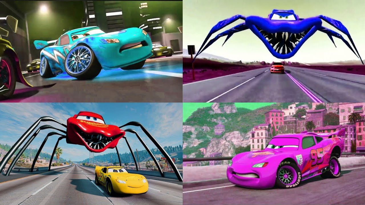 Purple Spider-Monster McQueen 🆚 Red Giant Spider McQueen vs Cruz — McQueen Coffin Dance