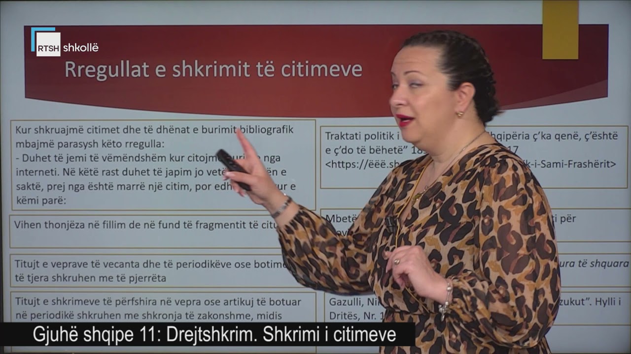 Gjuh&euml; shqipe 11 - Drejtshkrim. Shkrimi i citimeve.