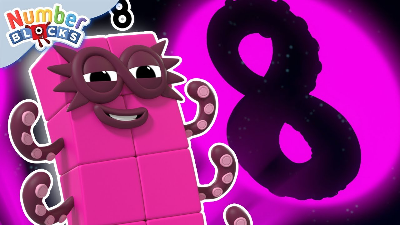 Numberblock 8, o bloco do super-herói! | Aprenda a contar 12345678! Numberblocks em Português Brasil