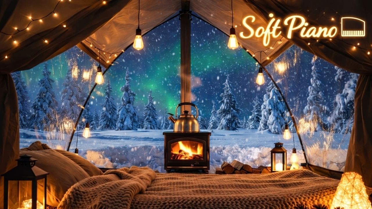 Snowy Winter Tent with Soft Piano 🎹❄️ Deep Sleep Camp ASMR