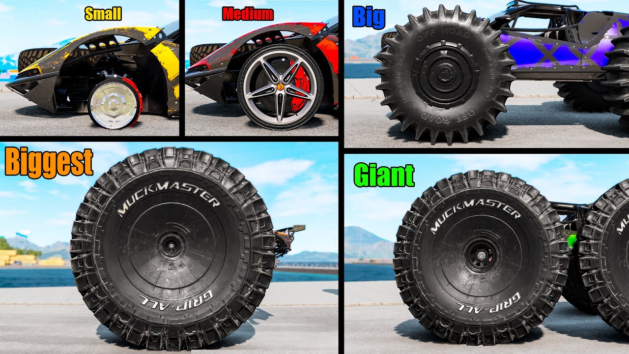 Small vs Medium vs Big Wheels - Beamng drive