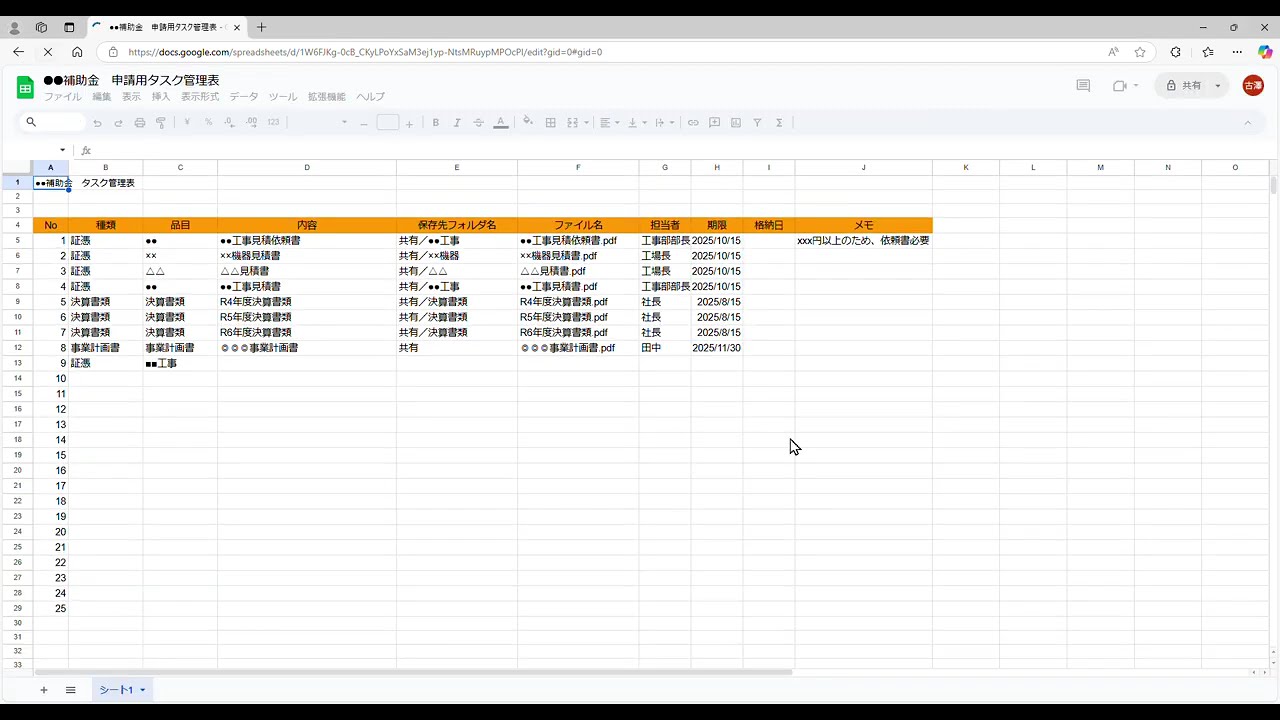 Googleスプレッドシートの始め方と共有手順