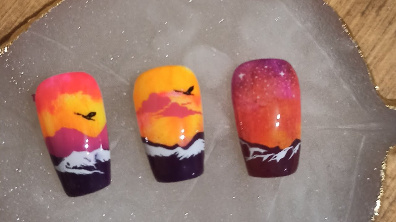 Berge Landschaft mit Pigmente und Stamping inkl. Pannen 😅 #nailartdesigns 