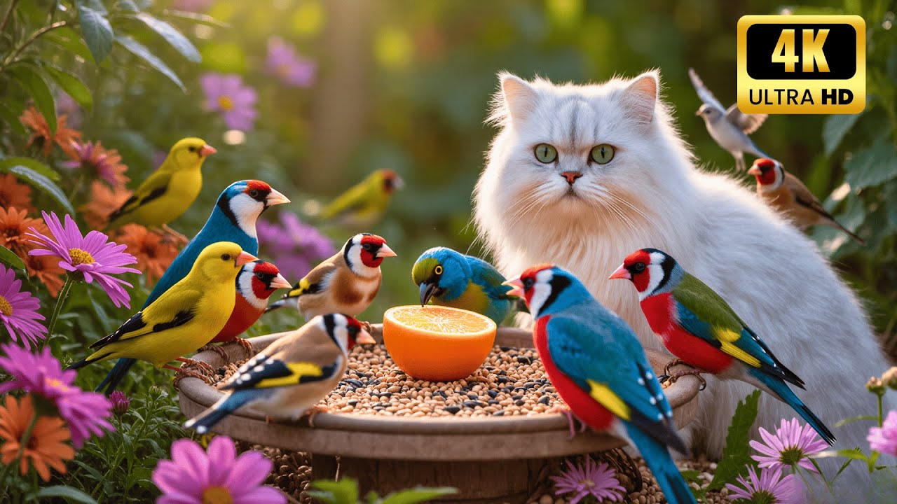 CAT TV NO ADS 😺 Squirrels and birds enjoy nature’s buffet.