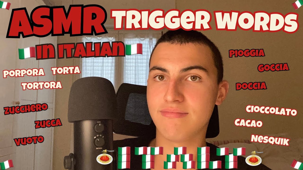 ASMR Italian Trigger Words 🇮🇹🍝 || clicky whispering, words repeating and mouth sounds