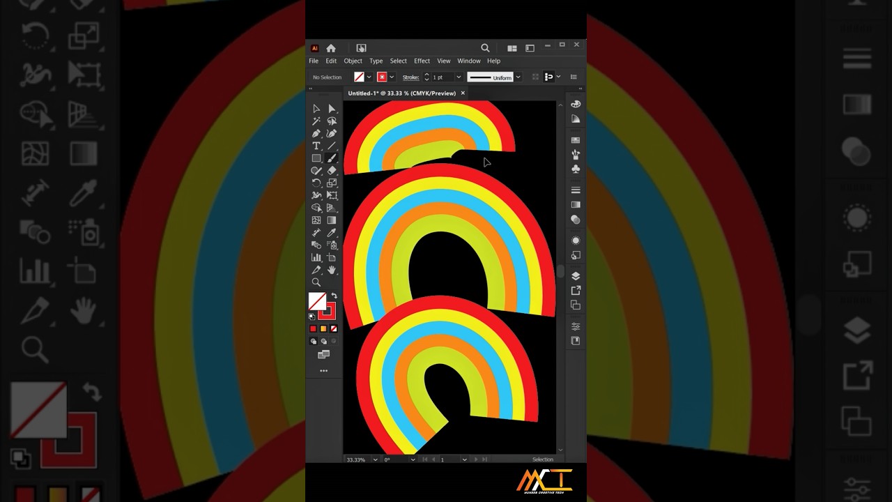 Rainbow Brush Design Tutorial in Illustrator | Create Stunning Art | Muneeb Creative Tech #shorts