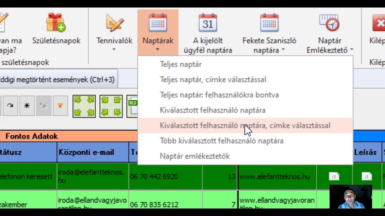 StarSoft CRM Rendszer: Naptárak kezelése