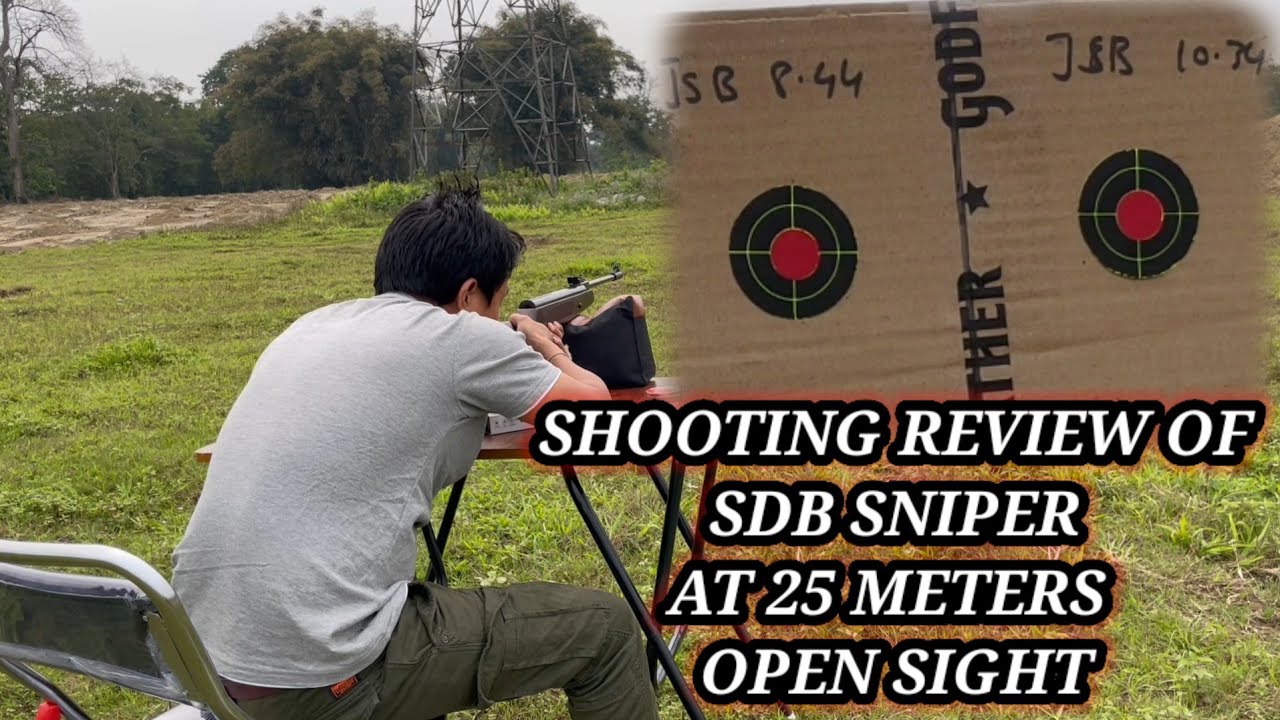 Accuracy/ grouping test of SDB SNIPER NITRO at 25 meters with jsb exact 8.44 and 10.34 grains.