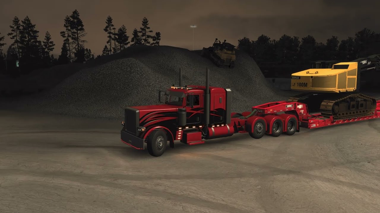 Ats 1.47- Pizzster Modding 389 with the Rogers 50ton Lowboy with an Caterpillar 551.