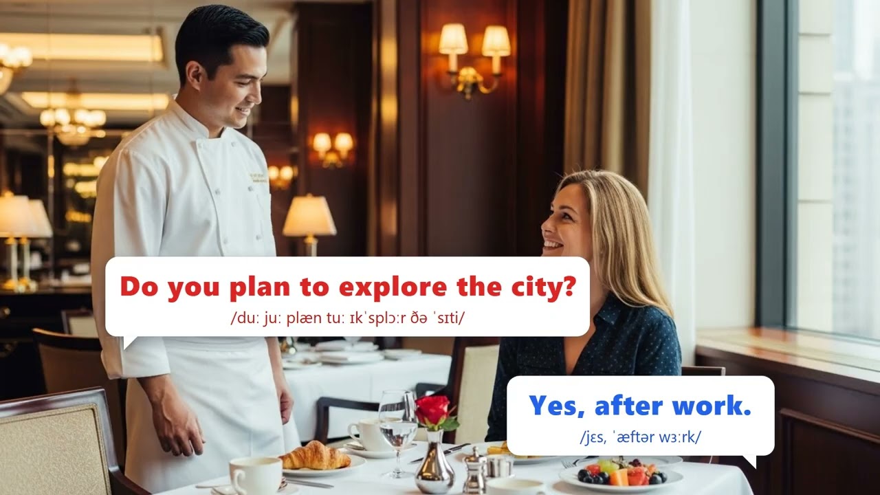 Hotel Breakfast English Conversation ☕ | Daily English for A2–B1