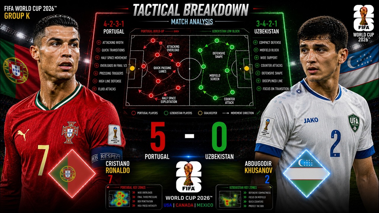 portugal vs uzbekistan (5-0) Tactical Analysis | World Cup 2026 Group K