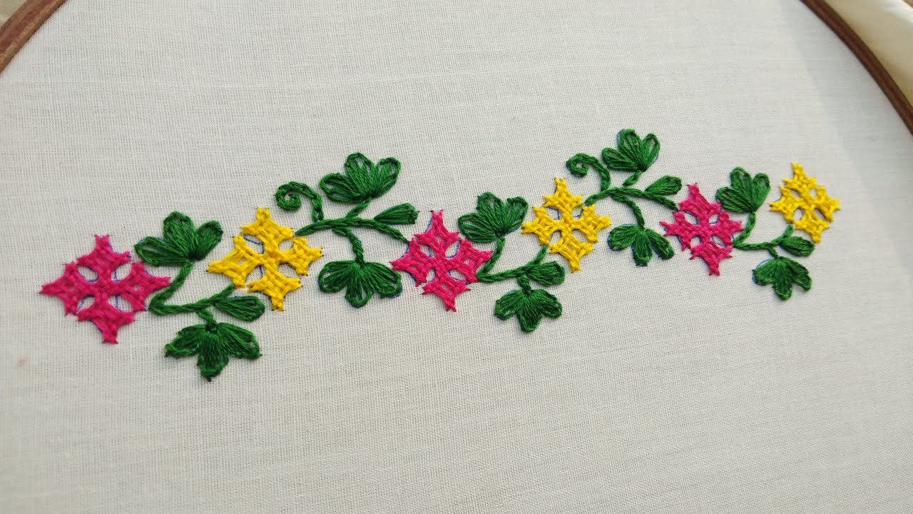 Kutch work Border Embroidery design/ Decorative border design / Gujarati Silai /Sindhi Embroidery.