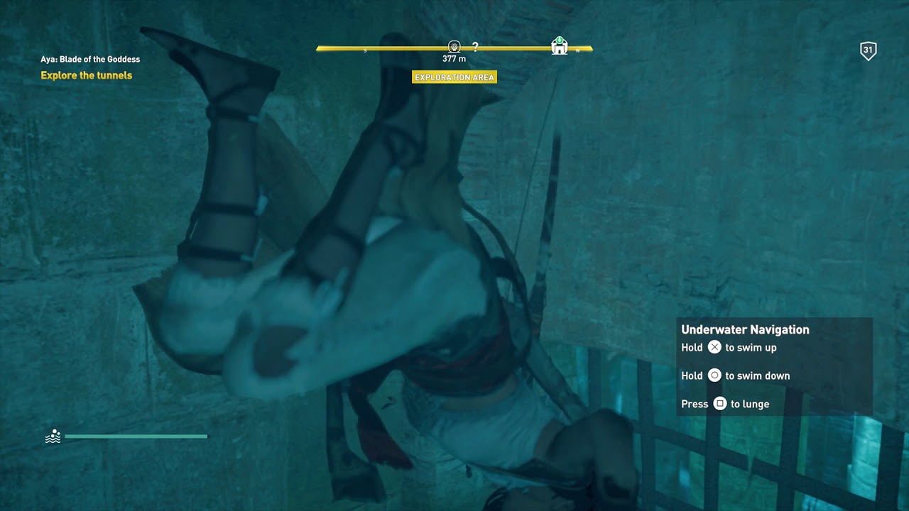 Assassin's Creed: Origins - Aya: Blade of the Goddess: Aya & Bayek Explore The Tunnels, Swimming PS4