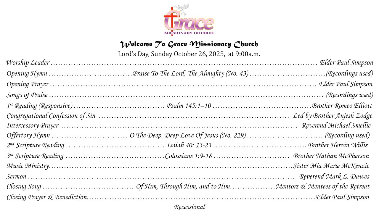 Worship Service, Sunday October 26, 2025