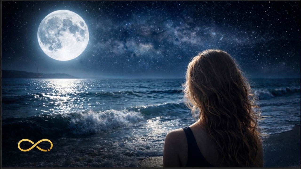 Under the Full Moon 🌕 Ocean Waves & Deep Relaxing Night Ambience (1 Hour)