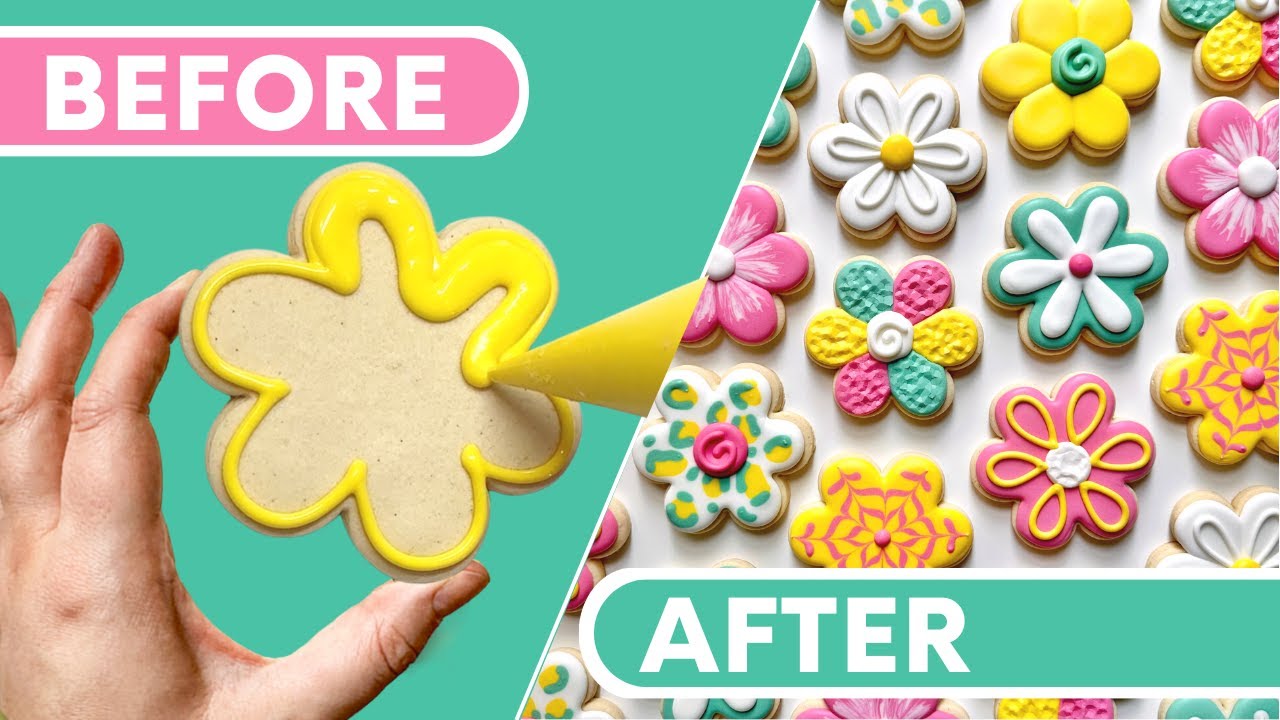 9 Fun Flower Cookies Using 1 Shape AND 1 Consistency!