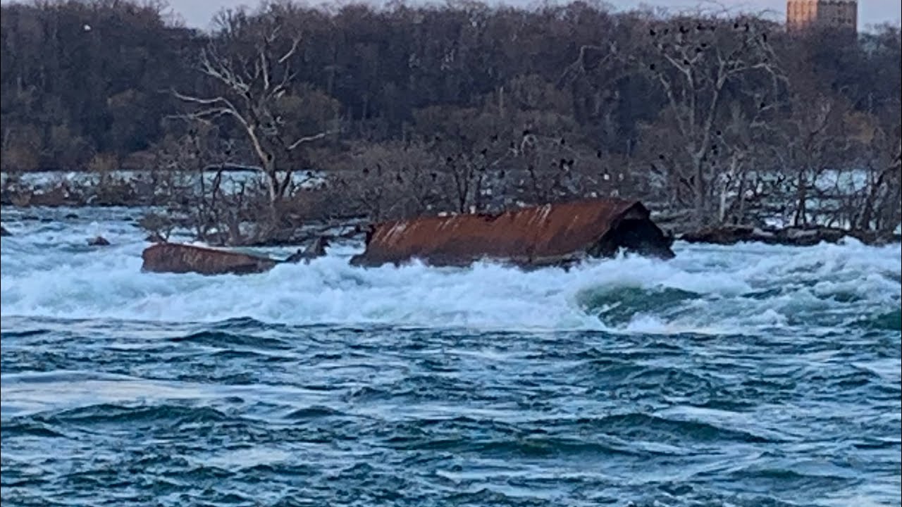 Niagara Falls Canada 104 Year Old Iron Scow Shipwreck Walk April 9, 2022