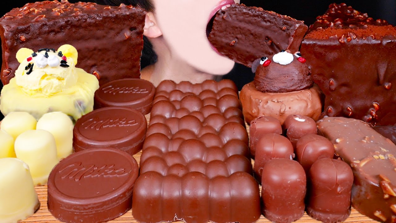 ASMR MALTESERS MAGNUM CHOCOLATE ICE CREAM NUTELLA TWIX M&M'S DESSERT MUKBANG 몰티져스 먹방 EATING SOUNDS