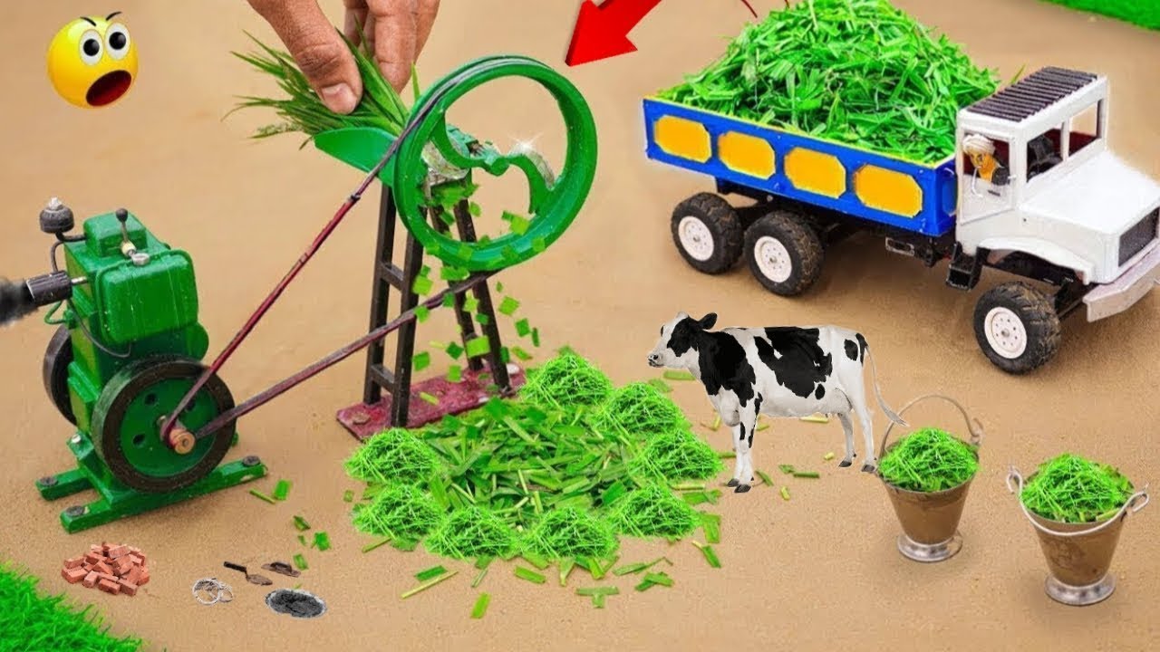 Diy diorama making mini grass chopping machine science project @sancreator1