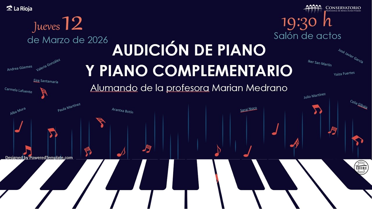 AUDICIÓN DE PIANO Y PIANO COMPLEMENTARIO. Alumnado de la profesora Marian Medrano