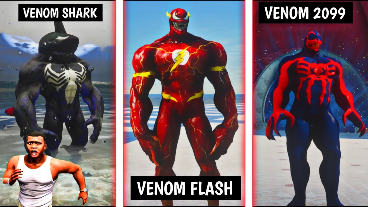 GTA5 : I BECAME RARE VENOMS LIKE VENOM SHARK AND VENOM FLASH AND VENOM 2099 IN GTA V ( GTA 5 mods )
