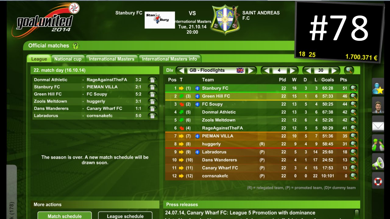 Goal United Football Management GAME #78 - The Season Begins!