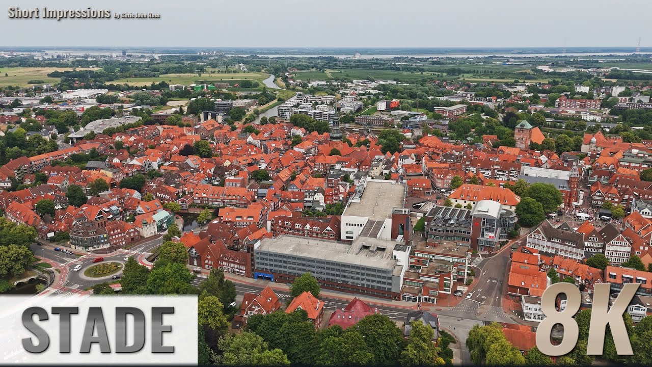 Stade, Germany: Altstadt, Innenstadt, Erleninsel, Wallstraße, Burggraben, Schwinge - 4K/8K - 0399