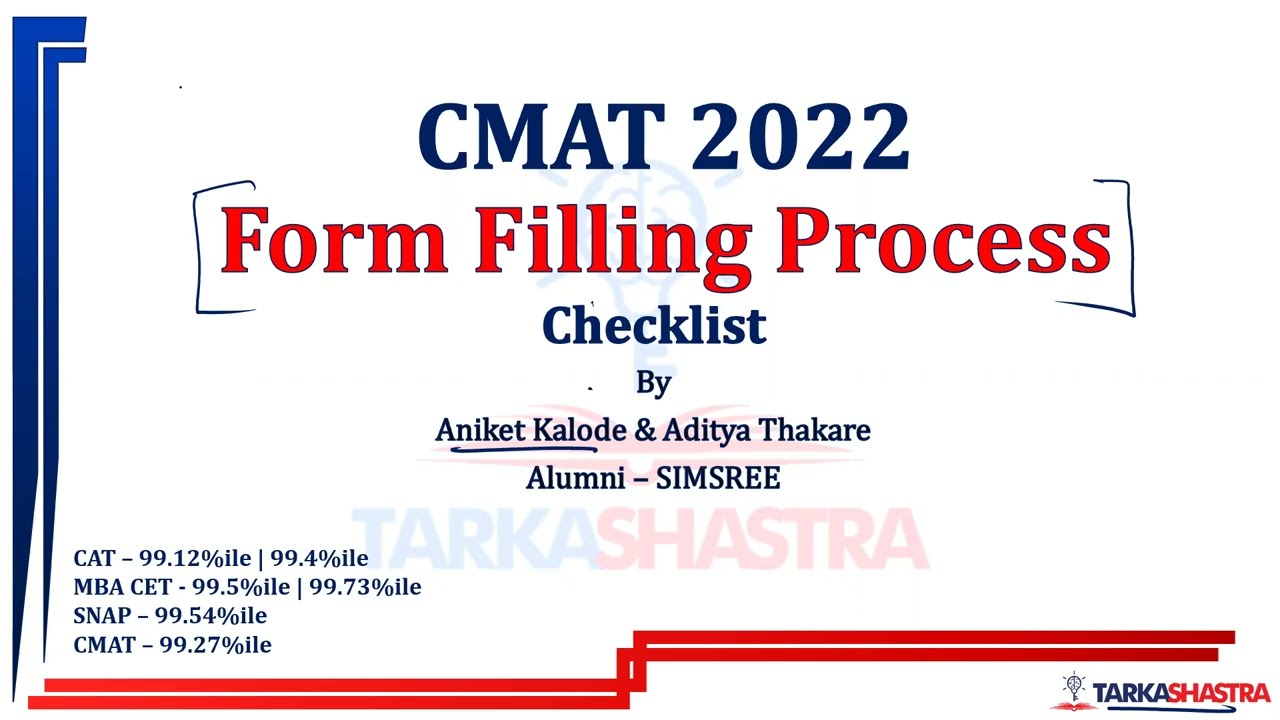 CMAT 2022 Form Filling | Step by Step Detail Process | Checklist | Tarkashastra