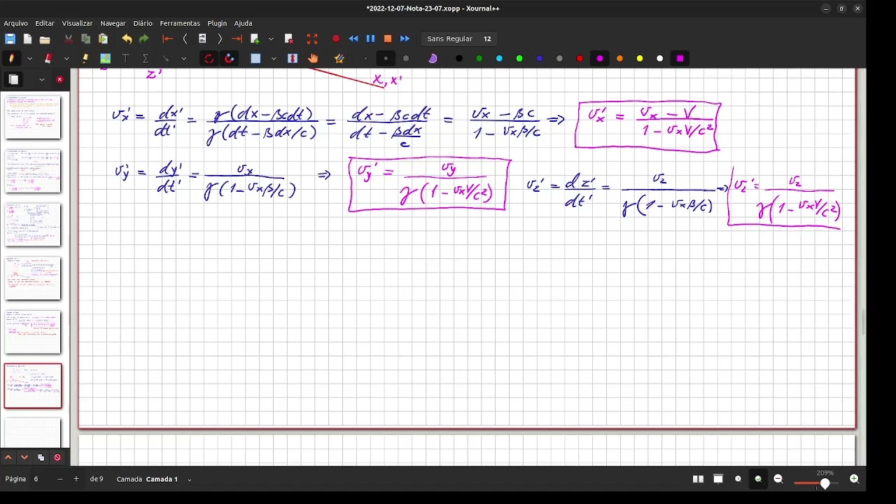 Relatividade Especial - Transformações de Lorentz 6
