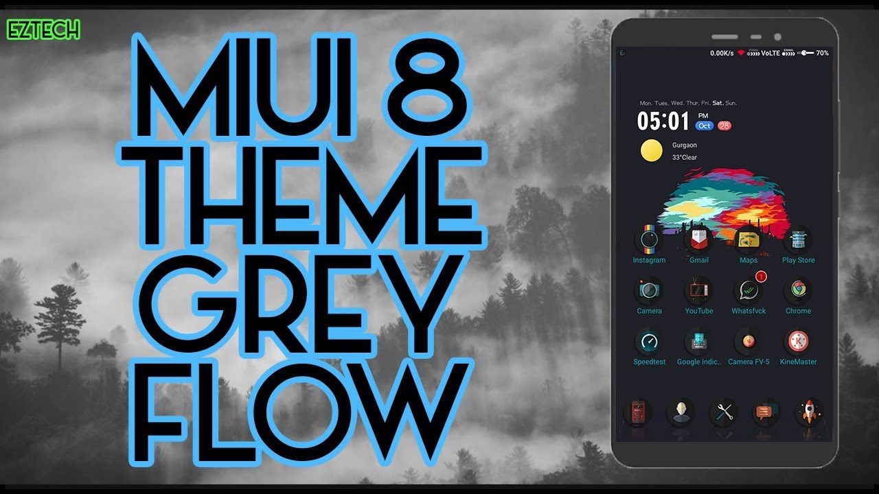 MIUI 8 / MIUI 9 Third Party Theme - Grey Flow | 2017